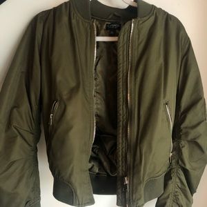Topshop Olive Moto Jacket